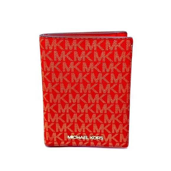 Michael Kors Red & Gold Passport Wallet - Picture 1 of 15